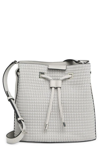 Calvin Klein Ash Grid Pleat Bucket Bag In Dove Grey