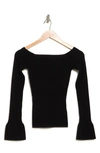 Seven Off The Shoulder Wool & Cotton Blend Sweater In Black