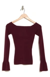 Seven Off The Shoulder Wool & Cotton Blend Sweater In Winetasting