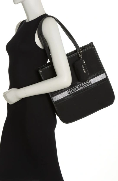 Steve Madden City Canvas Tote With Removable Pouch In Black