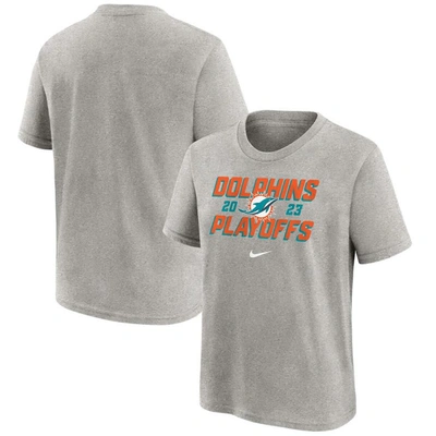 Nike Kids' Youth  Grey Miami Dolphins 2023 Nfl Playoffs Iconic T-shirt