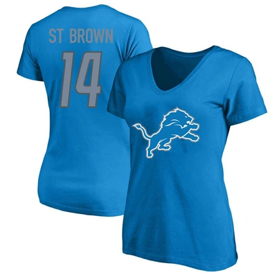 Fanatics Women's Amon-ra St. Brown Blue Detroit Lions Plus Size Fair Catch Name And Number V-neck T-shirt