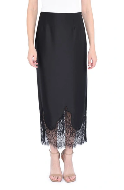 Wayf Venice Lace Trim Slip Skirt In Black
