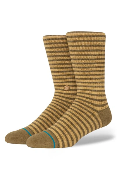 Stance Skipper Stripe Cotton Blend Crew Socks In Stone