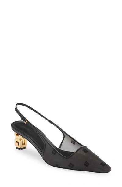 Givenchy G-cube Pointed Toe Slingback Pump In Black
