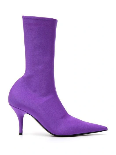 Balenciaga Pointed Ankle Boots In Violet