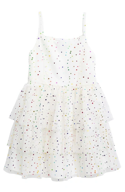 Nordstrom Rack Kids' Foil Dot Tiered Dress In White Multi