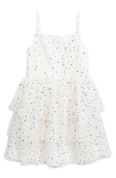 Nordstrom Rack Kids' Foil Dot Tiered Dress In White Multi ModeSens