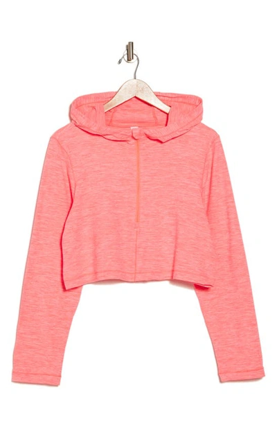 90 Degree By Reflex Half Zip Pullover Hoodie Top In Heather Heat Wave