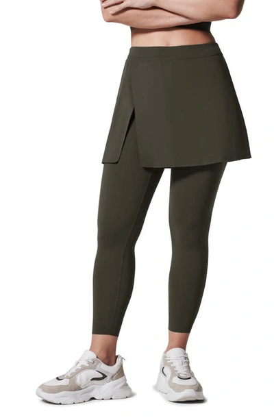 Spanx Booty Boost Skirted Leggings In Dark Palm