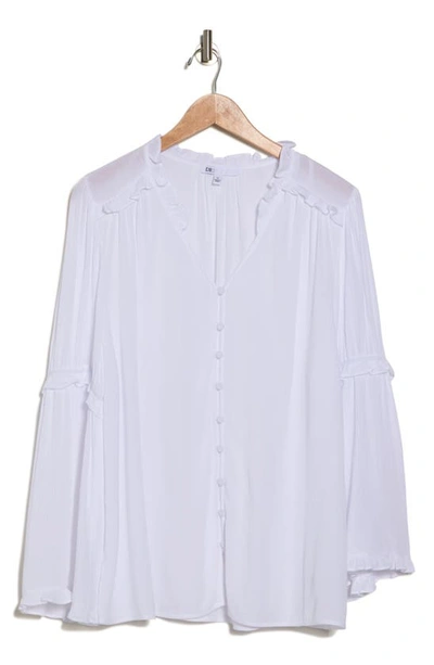 Dr2 By Daniel Rainn Poet Long Sleeve Gauze Button-up Shirt In New White