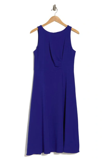 Connected Apparel Sleeveless Pleated Waist A-line Midi Dress In Sapphire