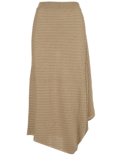 Jw Anderson Ribbed Assymetric Skirt In Beige