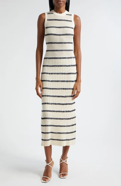 Ramy Brook Ryan Sleeveless Sweater Dress In Sandstone Combo Feeder Stripe