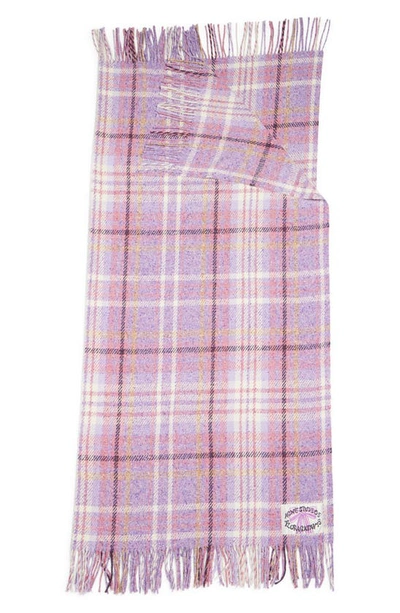 Acne Studios Fringed Plaid Scarf In Purple