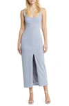 Wayf The Bravado Slit Front Maxi Dress In Dusty Blue