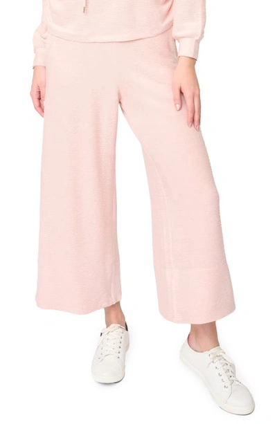 Gibsonlook Low-key Luxe Rib Crop Wide Leg Pants In Pink Whip