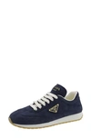 Prada Triangle Logo Low Top Sneaker In Bleu