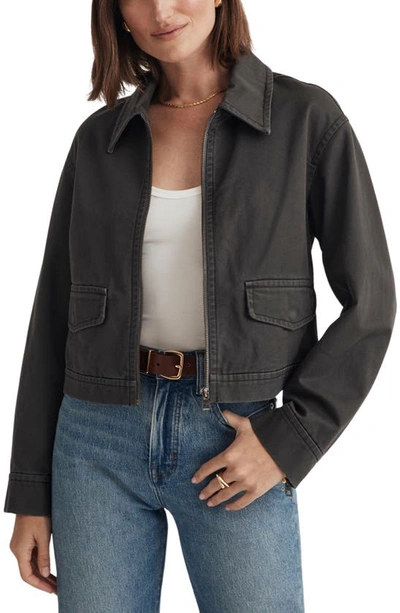 Madewell Crop (re)generative Chino Utilitarian Jacket In Dark Pavement