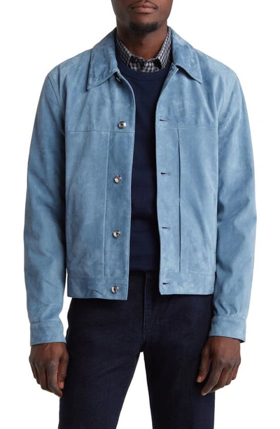 Paul Smith Slim Fit Suede Jacket In Blue