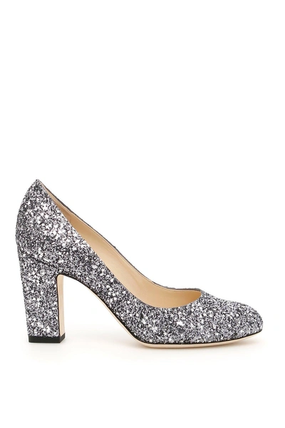 Jimmy Choo Billie 85 Glitter Pumps In Silver