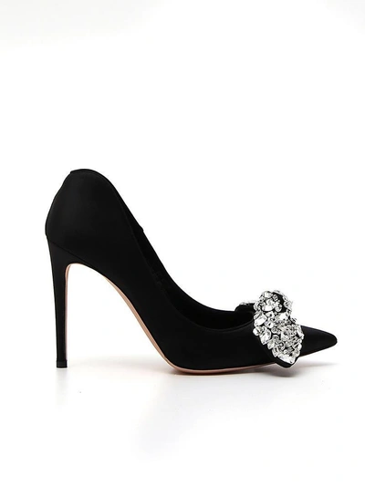 Alexander Mcqueen Bow Embellished Pumps In Black