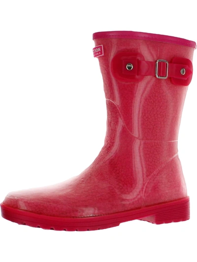 Kenneth Cole Reaction Rain Buckle Cozy Womens Mid-calf Cold Weather Rain Boots In Pink