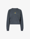 Vivienne Westwood Womens Grey Athletic Logo-embroidered Cotton-jersey Sweatshirt