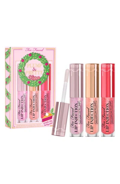 Too Faced Plump & Pretty Kisses Trio (limited Edition) $52 Value In Multi