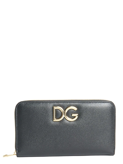 Dolce & Gabbana Logo Zip Wallet In Black