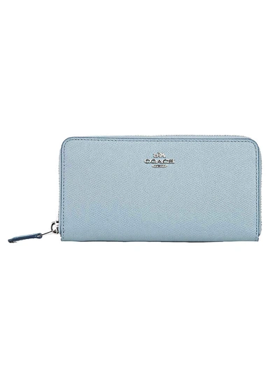 Coach Accordion Leather Wallet In Blue