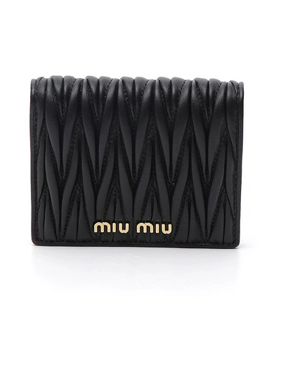 Miu Miu Matelassé Billfold Wallet In Black