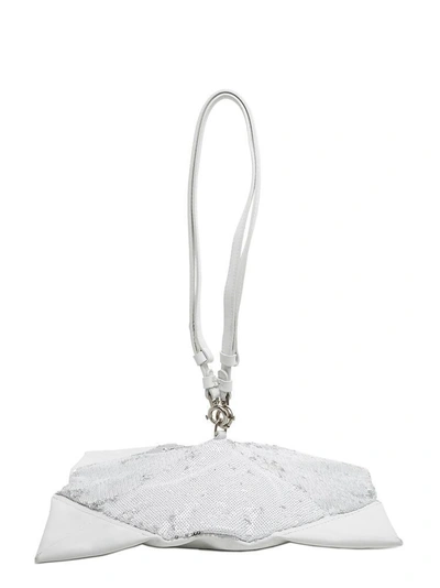 Maison Margiela Collapsible Sequin Clutch In White