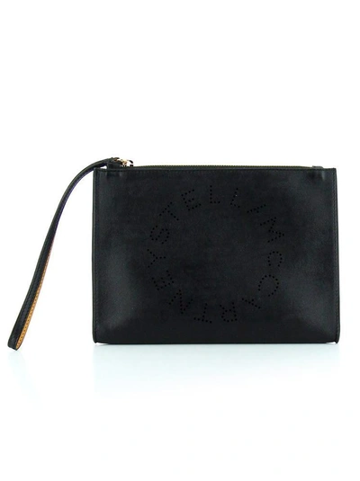 Stella Mccartney Logo Clutch Bag In Black