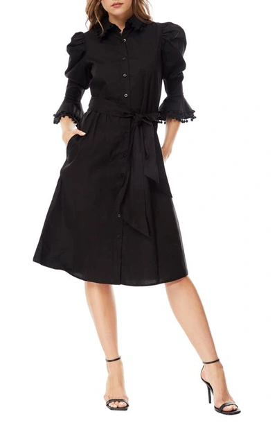 By Design Lucia Stretch Cotton Poplin Shirtdress In Black