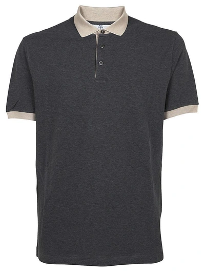 Brunello Cucinelli Contrast Collar Polo Shirt In Grey