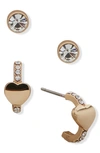 Dkny Crystal Embellished 2-piece Earrings Set In Gold/ Crystal