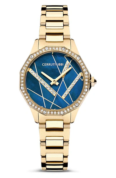 Cerruti 1881 Jesina Swarovski Crystal Bracelet Watch, 30mm In Gold