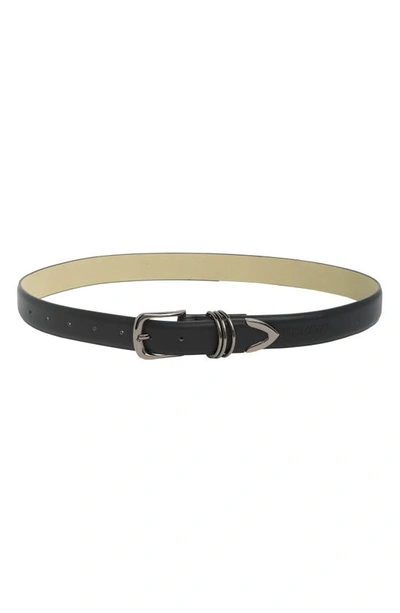 Vince Camuto Leather Belt In Gunmetal