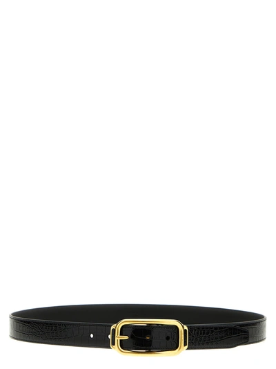 Tom Ford Croc Print Leather Belt Belts In Black