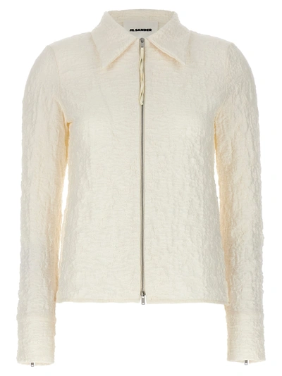 Jil Sander Embossed Cotton Shirt Shirt, Blouse In White