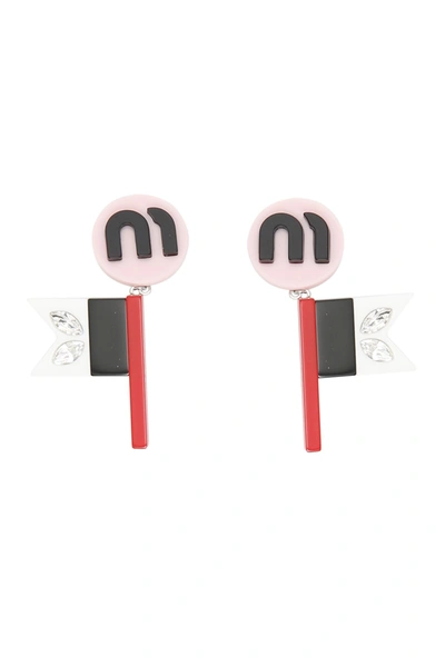 Miu Miu Flag Earrings In Multi