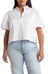 By Design Abigail Poplin Stretch Cotton Top In White