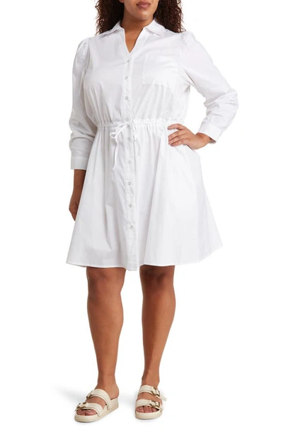 By Design Adira Long Sleeve Poplin Midi Shirtdress In White