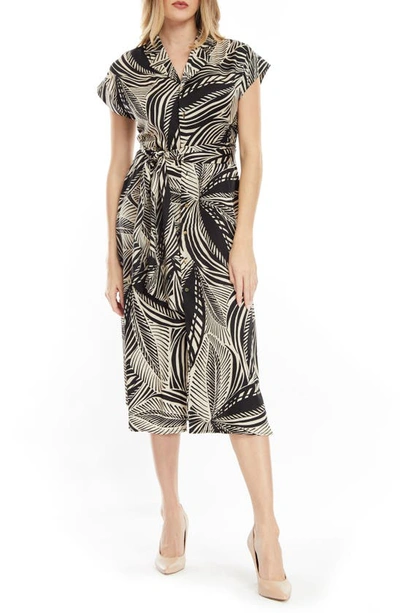 By Design Aurelia Cap Sleeve Midi Dress In Palm Print
