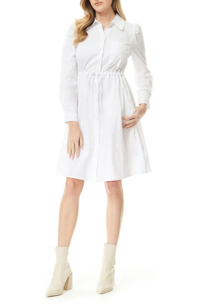 By Design Adira Long Sleeve Poplin Minidress In Bright White