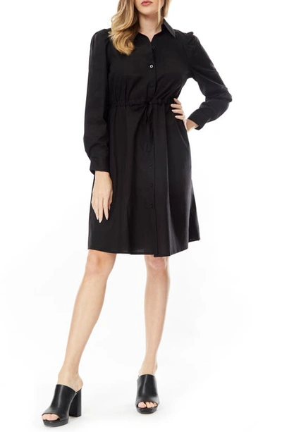 By Design Adira Long Sleeve Poplin Minidress In Black