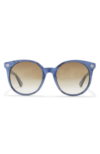 Gucci 52mm Gradient Round Sunglasses In Blue Blue Brown
