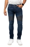 X-ray Stretch Moto Slim Jeans In Dark Blue