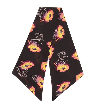 Etro Floral-printed Silk Scarf In Black